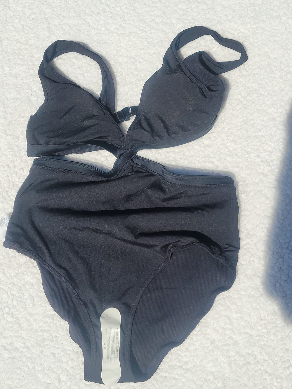 aerie Size Medium Black Ribbed One-Piece Swimsuit - Picture 4 of 5